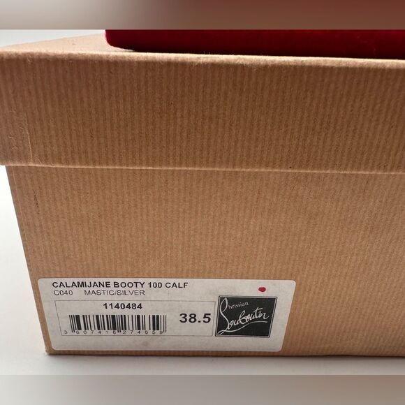 Christian Louboutin Calamijane 100 Mastic Leather Pointed Toe Ankle Booty EU38.5 - Picture 10 of 13